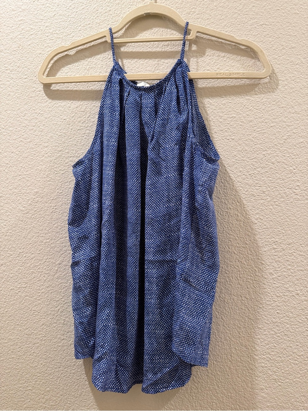 Joie Blue White Print Silk Tank Top Size Small